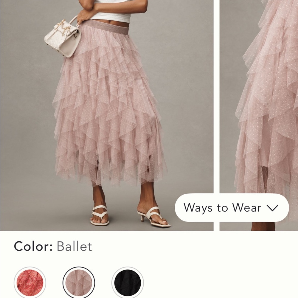 The Chéri Ruffled Tulle Midi Skirt by Anthropologie
 XS - Picture 4 of 5